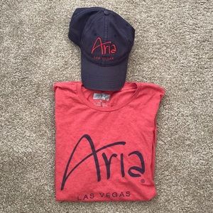 Aria Casino Resort Shirt Medium with Hat Mens Used